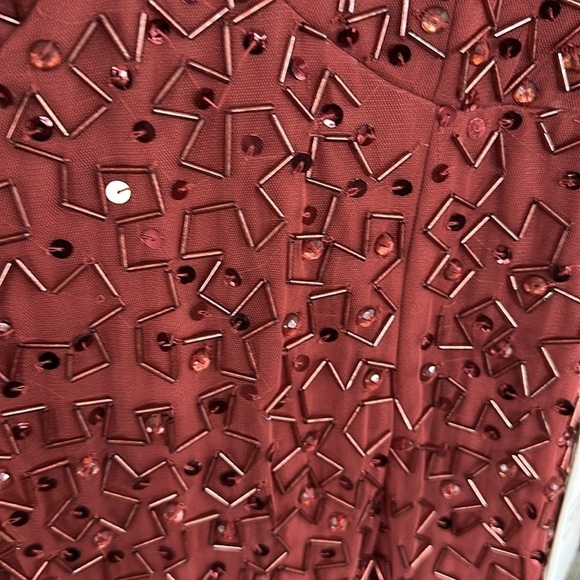 Mac Duggal Red Sequin Maxi Gown with V-Neck for Wedding Guest size 4 nwt - Picture 8 of 14